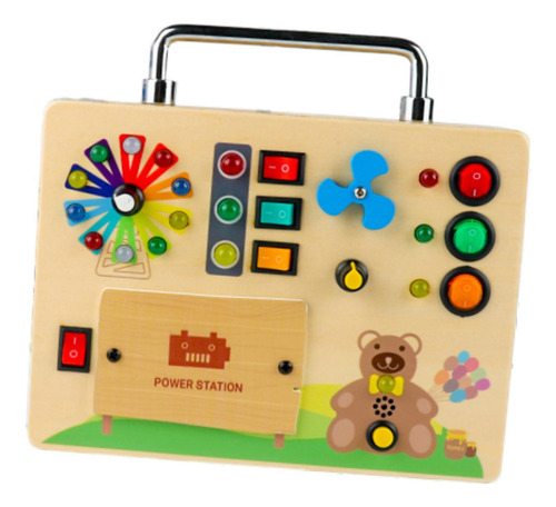 Tablero De Actividades De Madera Con Luces Led, Juguete D