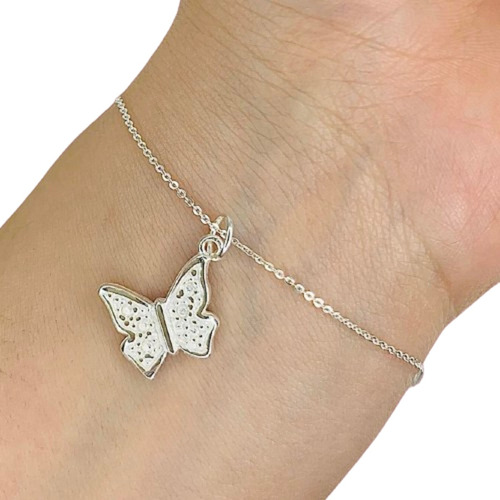 Pulsera Rolito Espejado Dije Mariposa Primavera Muje Kit 106