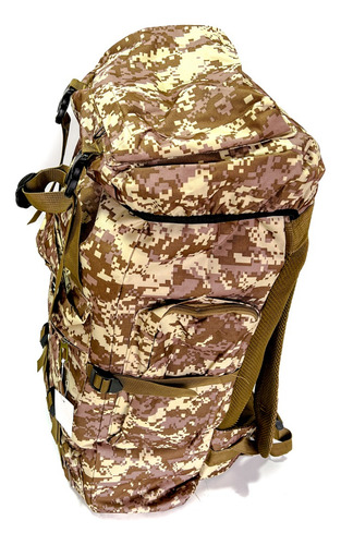Mochila Camping Mochilero 70 Litros Viaje Mod16 - Impacto Color Cuadri Khaki C