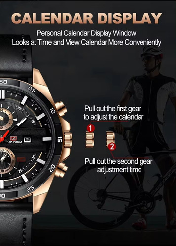 Reloj Hombre Elegante Cuarzo Piel Genuino A. Inoxidable