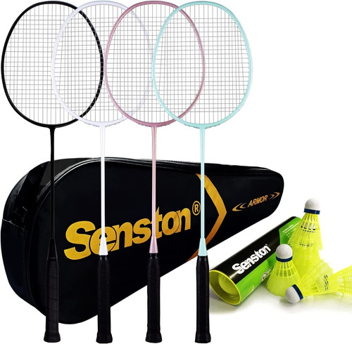 Set De 4 Raquetas De Badminton, Con Volantes Y Bolsa