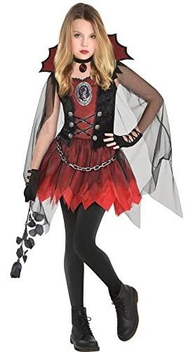 Disfraz Talla Small (4-6) Para Niña De Vampiro Oscuro