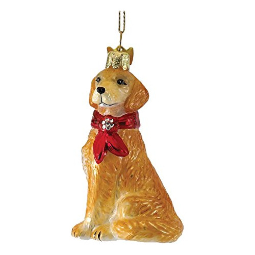 Noble Gems Adorno De Vidrio Golden Retriever, Navida...