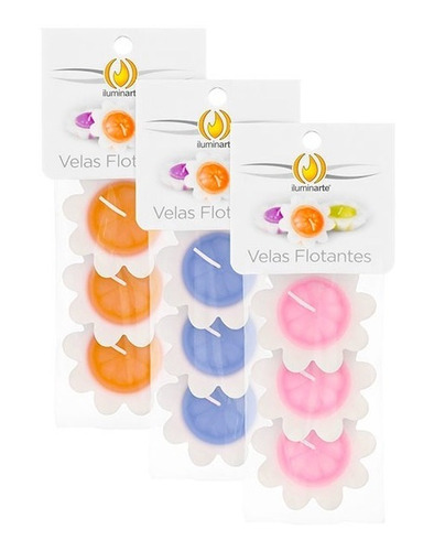 Velas Flotantes Mini Flor Decorativas X3 Unidades Iluminarte