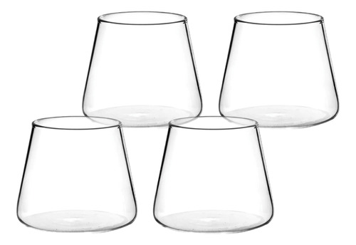 Pack 4 Vasos De Vidrio Estilo Japonés 320 Ml Simplit
