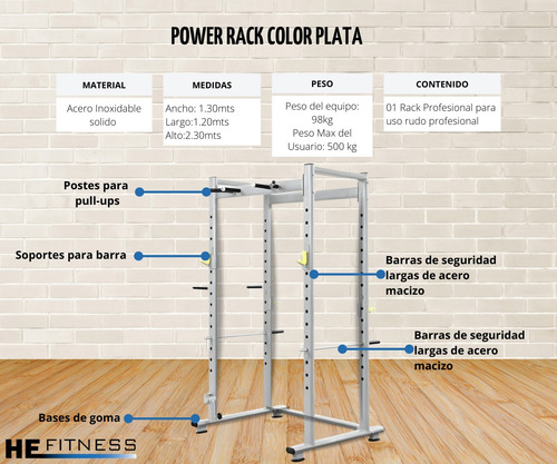 Squat Rack Tipo Jaula Sentadillas Dominadas Gym Profesional