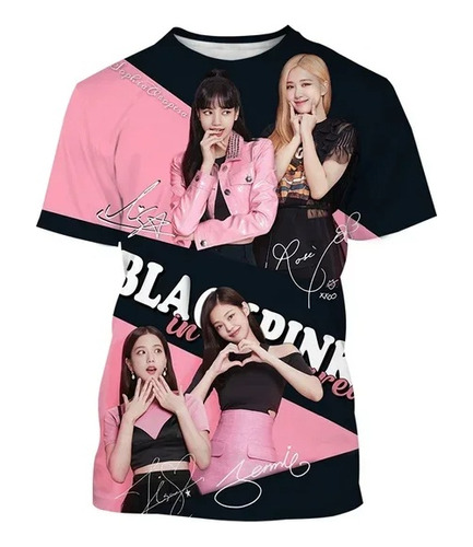 Camiseta Impresa En 3d Del Grupo Coreano Black Pink