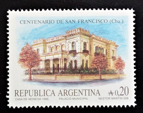 Argentina, Sello Gj 2300 San Francisco Cba 1986 Mint L15596