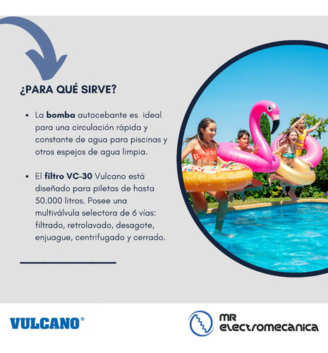 Imagen 3 de 10 de Kit Vulcano Pileta 8x4x1.5m Filtro Vc30 + Bap075 - 50.000lts