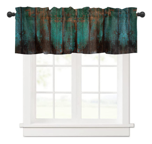 Miaklek Cenefa Ventana Retro Textura Grano Madera Verde Azul