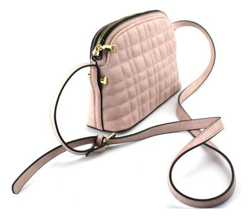 Bolsa Crossbody Sam & Handly Ji1667s Acabado De Los Herrajes Oro Color Rosa Correa De Hombro Rosa Diseño De La Tela Liso