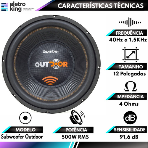 Subwoofer 12 Bomber Outdoor E Modulo Db500.1 500w 4 Ohms