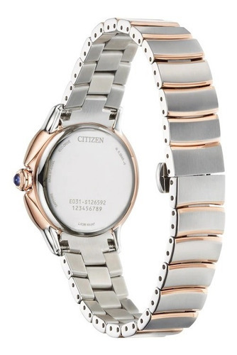 Reloj Citizen Eco Drive Ceci Rose Gold Orig. Mujer E-watch Color de la correa Plateado/Oro rosa Color del bisel Oro rosa Color del fondo Plateado