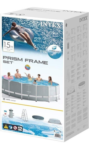 Piscina estructural redonda Intex 26726 con capacidad de 16805 litros de 457cm de largo x 457cm de ancho de 457cm de diámetro gris claro diseño mosaico