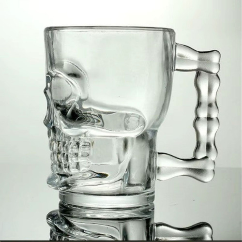 Caneca De Chopp Caveira 525ml Vidro Transparente Cerveja