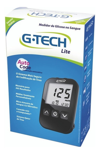 Aparelho Medidor de Glicose Kit Completo G-tech Lite Cor Preto