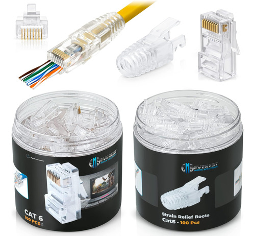 Everest Media Solutions Conectores De Paso Rj45 Cat6 Y Botas