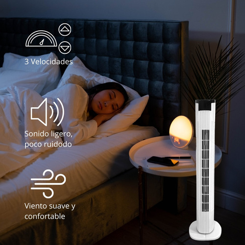 Ventilador De Torre Silencioso 80cm 3 Velocidades Compacto Cantidad de aspas 0 Estructura Blanco Diámetro 20 cm Frecuencia 60 Hz Material de las aspas Plástico