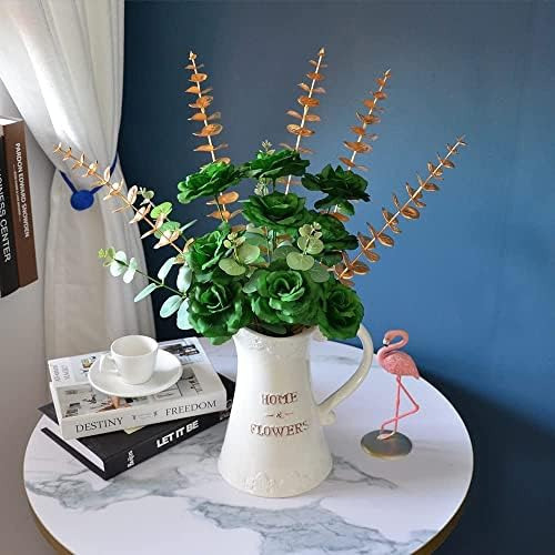 Dh Eyb Flores De Cabeza De Rosa Con Tallo, 50 Flores Artific