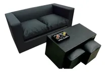 Comprar Sillon En Ecocuero 3 Cpos +mesa+2puff... Somos Fabricantes.