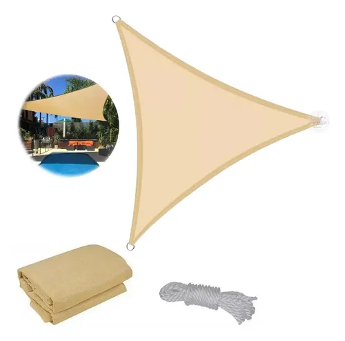 Toldo Triangular Para Terraza 5x5x5 M - Lona Impermeable UPF 50+, Kit Fijación INOX, Sombra 90%