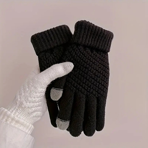 Guantes De Lana Térmicos Touch Invierno Frio Táctil Unisex Negro Lana