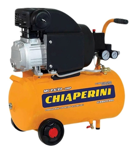 Compressor de ar elétrico portátil Chiaperini MC 7.6/21-2HP monofásica 21L 2hp 110V laranja