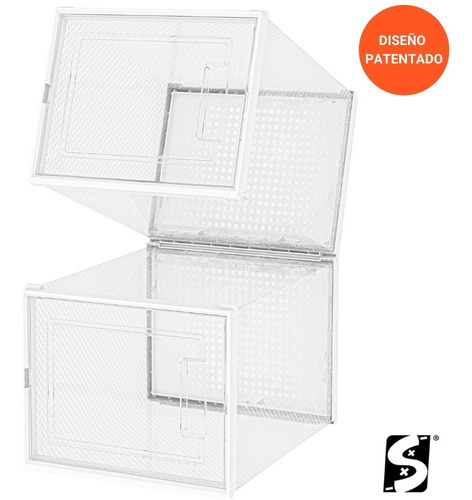 Caja Zapatos Tenis Zapatera Organizador Shoe Box 12 Pzas L Color Blanco