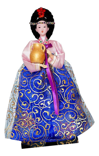 Popular Figura De Geisha Coreana, Artesanía En Rosa Y Azul