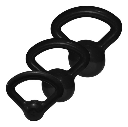 Kit Kettlebell Com 4kg, 6kg E 8kg Emborrachado Preto