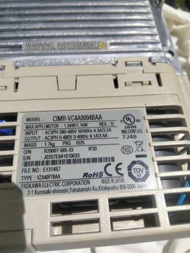 Variador Inversor Yaskawa V1000 Cimr-vc4a0004baa