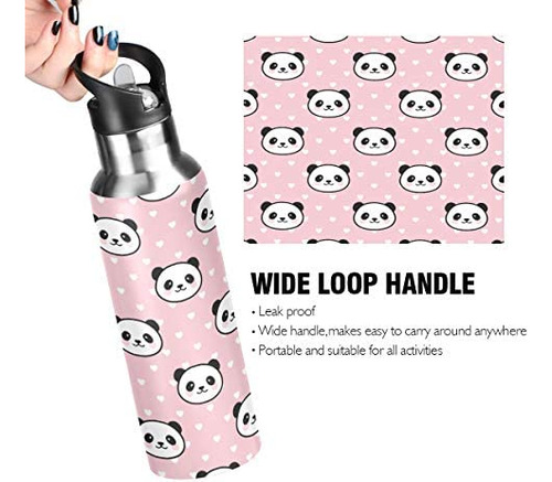Botella De Agua Con Cara De Panda Para Niños, Termo De Acero