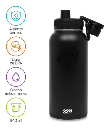 Botella Termo Acero Inoxidable, Tapa Asa Selladas Y A Prueba