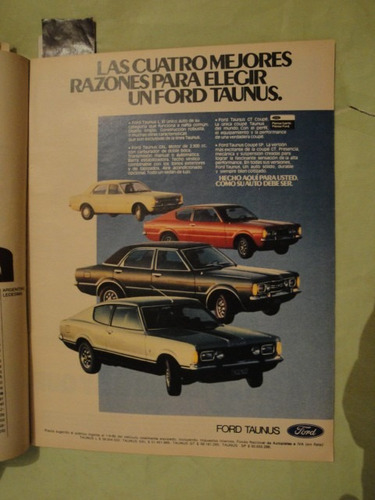 Publicidad Ford Taunus L - Gxl - Gt Coupe -sp Coupe Año 1980