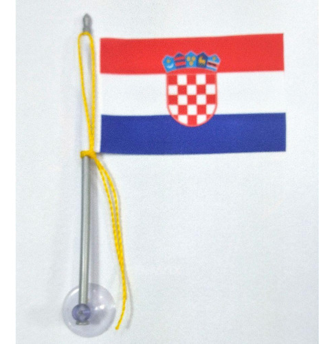 Mini Bandeira Croácia Com Ventosa Poliéster (5,5cm X 8,5cm)