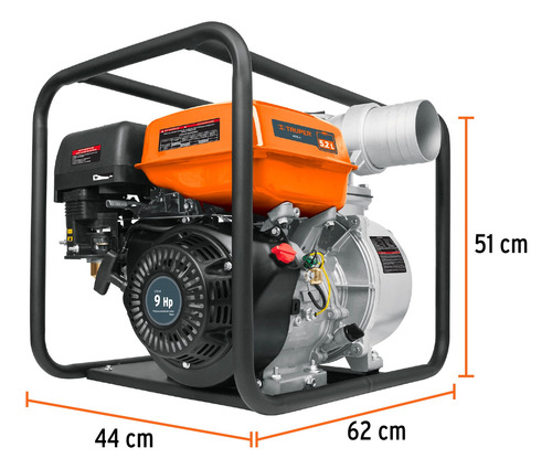 Motobomba Autocebante 4 X 4 A Gasolina 9 Hp, Truper. 17118