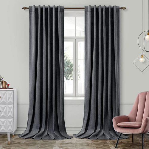 Cortinas Opacas De Terciopelo Gris 52 X 108 Pulgadas 2 ...