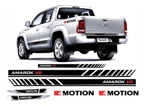 Kit Adesivo Amarok 4motion V6 Faixa Lateral E Aplique Ama127