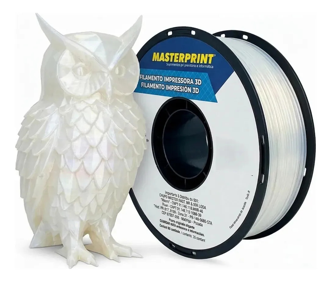Filamento De Impressora 3d Petg 1,75mm 1kg Masterprint Translúcido Branco