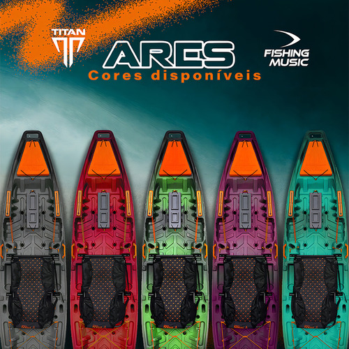Caiaque De Pesca Ares Titan + Cadeira Confort E Remo Cor Tempestade