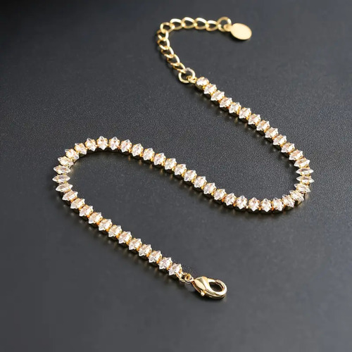 Pulseira Riviera Feminina Banhada A Ouro 18k Com Zircônias
