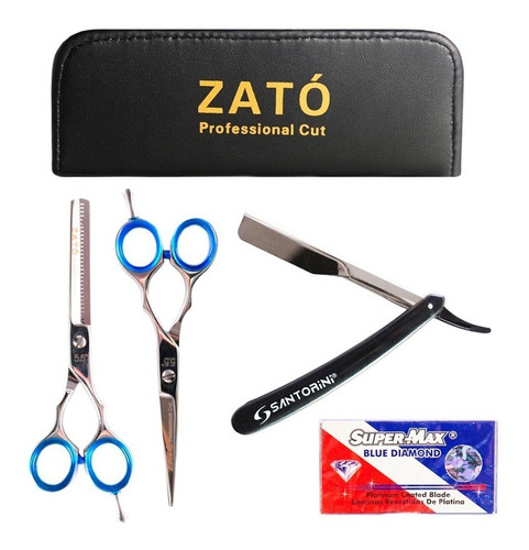 Kit Tijeras Peluquería Microdentada Pulir  5.5 Navajin Zato