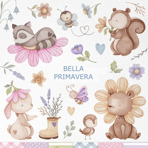 Kit Imprimible Digital-clipart+papeles-bella Primavera #n