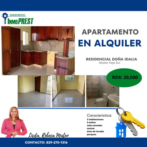  Apartamento De Alquiler En El Residencial Doña Idalia, Madre Vieja Sur.