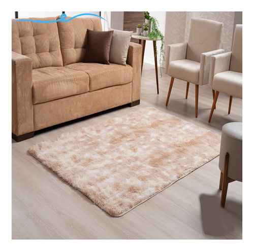Tapete Felpudo Peludo Para Sala Quarto Luxo 2 00 X 1 40 Cor Marrom-claro