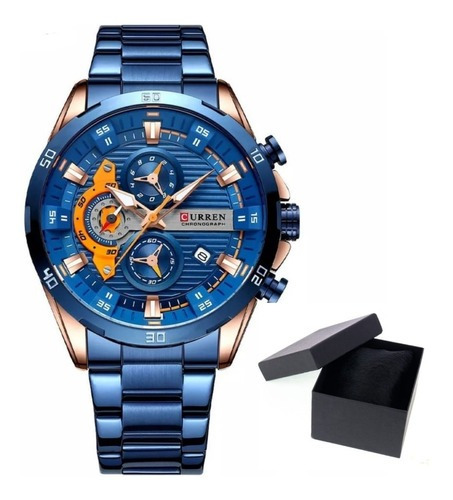 Correa de reloj Curren Social Sport funcional de lujo para hombre, color azul