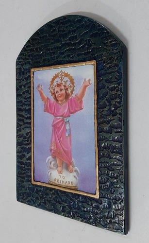 Cuadro Divino Niño Jesús - De Madera - Estucado 17 X 24 Cm