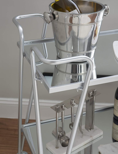 Carrito De Bar Con Estantes Espejados Estilo Mid Century