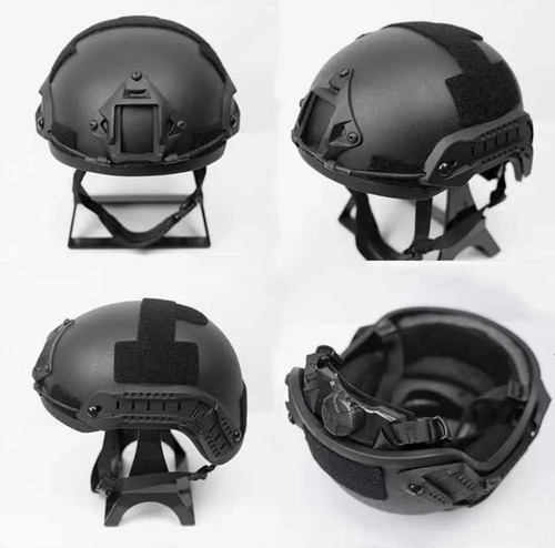 Casco Balístico Kevlar Nivel Iiia Color Negro Incluye Gogles