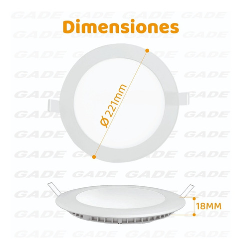 Imagen 4 de 8 de Plafon Led Techo Embutir Panel 18w Redondo
